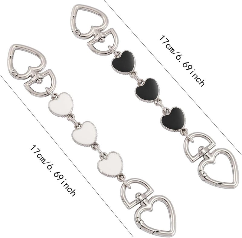 Anbys Store Silver Purse Extender Chain Bag Extender Chain Purse Strap Extender Bag Chain Charms(Heart White/Black) - Image 5